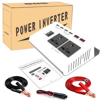 12V to 220V  Inverter 4000W Car Power Converter Solar LCD Dual Display 4 USB 4.2A Fast Charge with Intelligent LCD Voltage Screen display