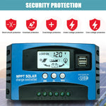Solar Charge Controller MPPT Technology 12V 24V 60A 80A 100A Dual USB LCD Display Battery Regulator Overcharge Protection Temperature Compensation