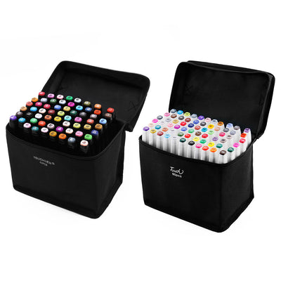 60 Colors Marker Pen Set Graphic Art Twin Broad Fine Point Oil Marker Watercolor Pen Painting Brush for Student