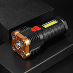 5LED Portable Flashlight Rechargeable Torch COB Side Light 4 Lighting Modes Camping Adventure Spotlight With Power Display