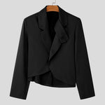 LinkMejor Mens Solid Color Casual Long Sleeve Blazer Irregular Design Fashionable Men's Suit for Spring Fall