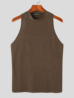 LinkMejor Mens Fashion Solid Color Knitted Elastic Tank Top