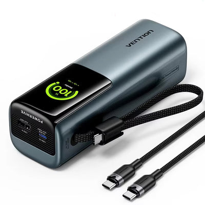 Vention FKF 165W 74Wh 20000mAh Smart TFT Display Power Bank Come with Type-C Cable External Battery Power Supply with 2 Inputs & 3 Output Support UFCS QC PD SCP PPS Fast Charging for iPhone 17 16 Pro for Huawei Mate XTs for Xiaomi 17pro for SAMSUNG