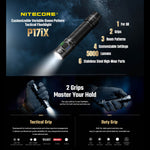 Nitecore P17iX Compact Tactical Flashlight 5000 Lumen USB-C Rechargeable with 361 Yards Beam Distance Customizable Controls Pot Flood & Mixed Beams Waterproof