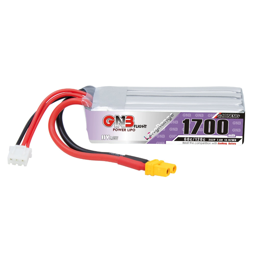 LinkMejor GNB 7.6V 1700mAh 2S2P 60C HV LiPo Battery XT30 Plug for Emax Tinyhawk II GEPRC TinyGo Brushless FPV Drone RC Car Boat Airplane Toys Models