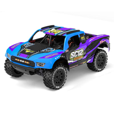 LinkMejor SC12 RTR 1/12 2.4G 4WD 75km/h 3S Brushless RC Car Off-Road Short Course Truck Aluminum Alloy Chassis LED Light Metal Oil Filled Shocks Diffs Drive Shaft Vehicles Models Toys