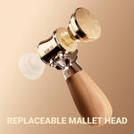 LinkMejor KM-18 Mallet Hammer 22-Ounce Brass Head Mallet Replaceable Plastic Hammer Heads Nylon Inserts Comfortable Handle Reduces Hand Fatigue