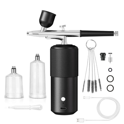 Portable Mini Airbrush with Compressor 23 psi 12V Rechargeable Wireless Airbrush for Nail Art Cake Decoration Facial Moisturizing and Model PaintingPremium Aircraft Aluminum Alloy