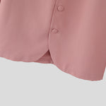 LinkMejor Mens Solid Color Long Sleeve Two-Piece Outfit Collarless Blazer & Suit Pants Men's Fashion Set