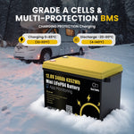 LinkMejor 12V 340AH Vehicle Storage Box 4352Wh Mini LiFePO4 Battery Built-in 200A Bluetooth BMS