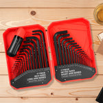 Heat-Treated Steel Allen Wrench Set 35-Piece SAE and Metric Hex Keys Black-Oxide Finish Torque Handle High Leverage Long and Short Keys Easy Organization