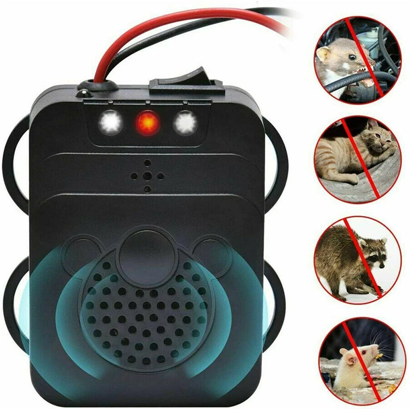 12V Car Electronic Rodent Repellent Ultrasonic Anti-Rat Mouse Repeller for Cars Non-Toxic Keep Rodents Marten Animal Away Car Electronic Mouse Repeller