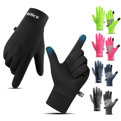 LinkMejor 1 Pair of Warm Winter Gloves Men Women Outdoor Sports Touchscreen Non-Slip Cycling Gloves Thin Edition with Velvet-L/XL