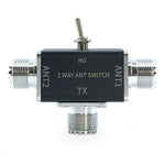 2-Way Manual Coaxial Antenna Switch Adapter Converter for Radio Antenna 1 Input & 2 Outputs Toggle Switch with OFF and Ground Protection Function