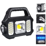 LinkMejor Portable Strong Camping Light USB Charging Solar LED Handheld Flashlight Multifunctional Power Display With Side Light for Mountaineering Hiking Work Torch