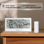 LinkMejor 8.5" LCD Screen Weather Station RCC Alarm Clock Digital Temperature Humidity Meter Weather Forecast Calendar Moon Phases Wireless Forecast Sensor