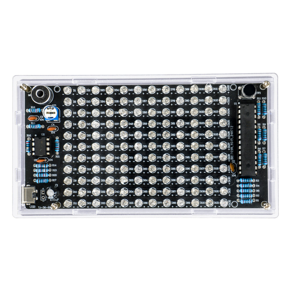 Sound-Controlled LED Music Spectrum Rhythm Light Level Display Kit DC 5V USB Type-C DIY PCB Soldering Audio Frequency Display TJ-56-691