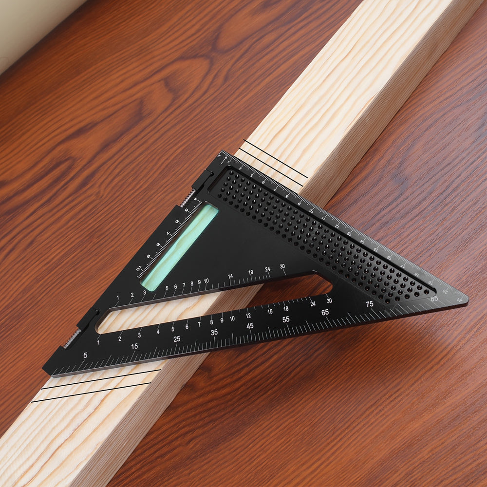 Aluminum Alloy Triangular Ruler Ambidextrous Medium Point 7 Inch Square Protractor Miter Tool for Carpenters Woodworking Drafting Engineering