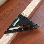 Aluminum Alloy Triangular Ruler Ambidextrous Medium Point 7 Inch Square Protractor Miter Tool for Carpenters Woodworking Drafting Engineering