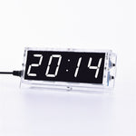 DIY Digital LED Clock Kit Light Control Temperature Display Transparent Case Soldering Project DC 5V USB