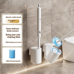 Tevorex Electric Toilet Brush Wall-Mounted Household Toilet Cleaning Brush Disposable Head Replacement Bathroom Cleaning Tool