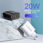 30W 4-Port USB PD Charger Dual USB-A+USB-C PD3.0 QC4.0+QC3.0 Support SCP FCP Fast Charging Wall Charger Adapter EU Plug for iPhone12 13 14 14 Pro 14Pro Max for Huawei Mate50 for Oppo Reno9 for Redmi K60 for Samsung Galaxy S23