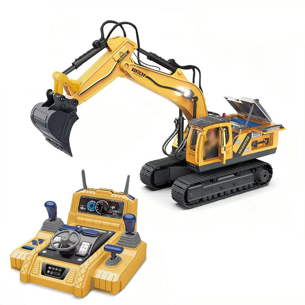 HR-720 12/15CH RC Excavator Car Truck Children's Engineering Floor Steering Wheel Remote Controlled Vehicle Toy Lights sound for boys