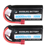 LinkMejor 7.4V 4000mAh 100C 2S Lipo Battery T Plug for RC Car