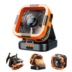 Xmund Solar Camping Fan 10000mAh Power Bank USB C Charging 6 Speeds LED Lantern Portable Outdoor Fan with Timer for Camping