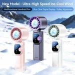 Tevorex Portable Handheld Air Conditioner Fan 7 Blades 199 Levels Wind Adjustable 4000mAh Long Battery Rechargeable Mini Cooling Fan with LED Digital Display for Indoor Outdoor