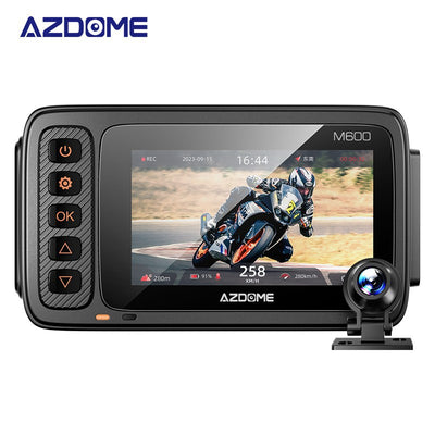 LinkMejor Motorcycle Driving Recorder Front Rear Dual Lens DVR BSD Warning Function Waterproof Lens HD Wide Angle GPS Track M600