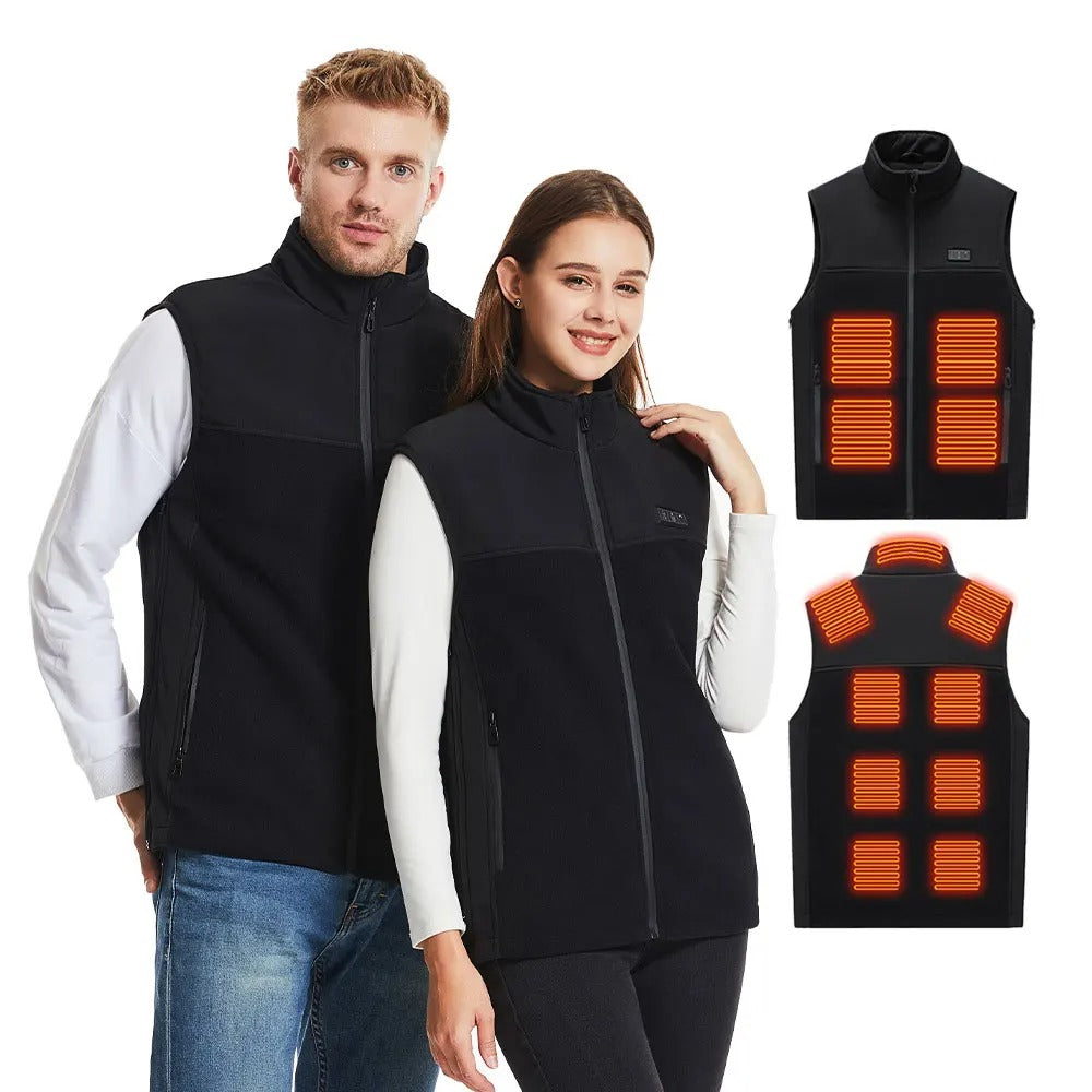 LinkMejor HZ-13 13 Areas Heating Vest Zipper Adjustable Size 3-Gears Heated Jackets  USB Electric Thermal Clothing Winter Warm Vest Outdoor Heat Coat Clothing