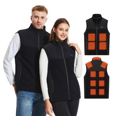 LinkMejor HZ-13 13 Areas Heating Vest Zipper Adjustable Size 3-Gears Heated Jackets  USB Electric Thermal Clothing Winter Warm Vest Outdoor Heat Coat Clothing