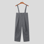 LinkMejor Men Solid Color Casual Overalls with Pockets, Loose Fit Workwear Jumpsuit With Adjustable Straps