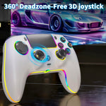 JZ-5005 RGB Wireless Controller with Hall Trigger and Joysticks SUpport 6-Axis Gyro Turbo Vibration for PS5 Slim PC Steam Deck