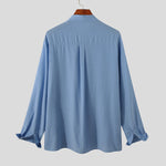 LinkMejor Men Breathable Stand-up Collar Silky Solid Color Shirts