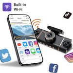 3 Inch IPS Screen 4 Lens Car Dashboard DVR Dash Camera Wifi Infrared Night Vision G-sensor 1920x1080P Video Resolution