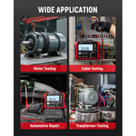 EU US Direct KAIWEETS KE1000 Insulation Resistance Tester 3MΩ to 100GΩ 750V AC 1000V DC Multimeter with DAR PI Auto Calculation for Industrial Testing