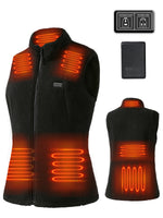 Auxo 7-Zone Fleece Heated Vest for Women with Battery Pack 3 Heat Settings Lightweight Winter Sleeveless Electric Heating Clothing
