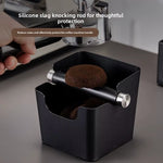 Comfook Metal Compact Coffee Espresso Knock Box Coffee Waste Bin Espresso Puck Bin Espresso Grounds Bin with Silicone Knock Bar