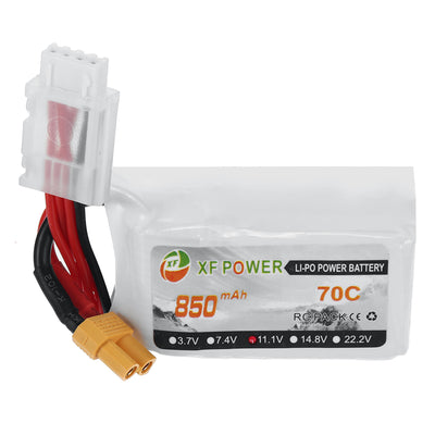 LinkMejor 11.1V 850mAh 70C 3S LiPo Battery XT30 Plug for RC Drone