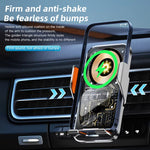 C10 15W Transparent Universal Car Wireless Charger Fast Wireless Mobile Charging Bracket Air Outlet Holder for Smart Phones for iPhone 17 17Pro 16 Pro Max 15 14 for Xiaomi 17pro for OPPO for Huawei Mate XTs