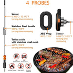 Smart Digital Bluetooth Food Cooking Waterproof IP54 Bluetooth Wireless BBQ Remote Thermometer Probes Barbecue Thermometer Free App Control Time Alarm