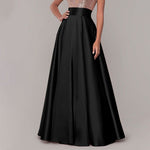 LinkMejor Stylish Women High Waist A-line Long Skirts Summer OL Work Skirt Jupe Female Solid Party Maxi Skirts Faldas Saia