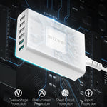 LinkMejor® BW-S15 60W 6-Ports USB Charger Dual QC3.0 Desktop Charging Station Smart Charger EU Plug Adapter
