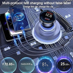 Car Charger 120W Fast Car USB Charger with Built-in Cable Digital Display Car Accessories Power Adapter for iPhone 15 14 13 Pro Max Galaxy S23 S22 Huawei P60