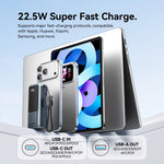 Vention FKOH0 22.5W 37Wh 10000mAh Smart LED Display Power Bank Come with C-C Lanyard Cable External Battery Power Supply with 1 Input & 2 Outputs Support PD2.0 3.0 QC2.0 3.0 SCP AFC FCP Fast Charging for iPhone 17 17Pro for Huawei Mate XTs