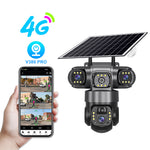 V380 4G 6MP Solar Security Camera 3-Lens System Dual-Charging Night Vision Motion Alerts 4G European Version Security Camera
