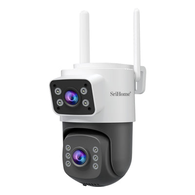 SriHome SH074 4MP Dual Lens PTZ Camera Dual-Screen Full Color Night Vision Human Motion Two-Way Audio Visual Alarm IP66 Waterproof WIFI Surveillance IP Camera for Outdoor Safety