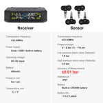 Solar-Powered Wireless TPMS 433.92MHz LED Display Car Tire Pressure Monitoring System with 4 Sensors Real-time Monitoring